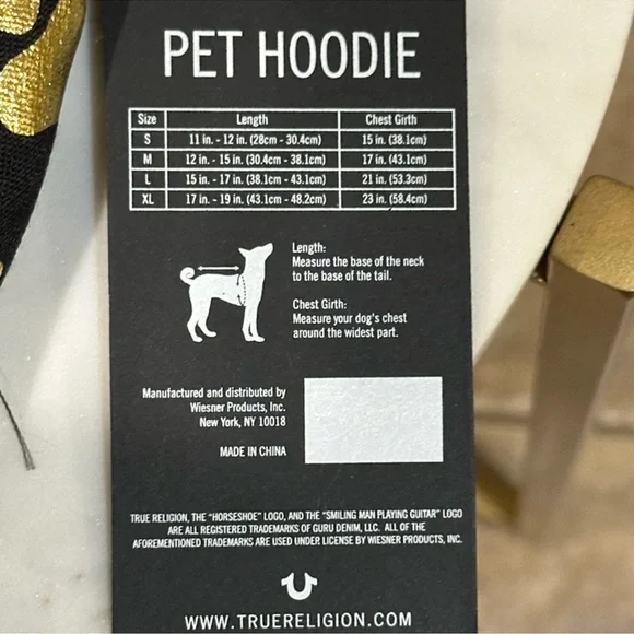 True Religion Metallic Paw Logo Dog Hoodie - Picture 6 of 8